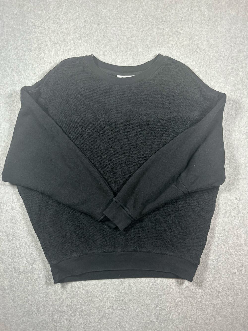 Ch. Chapter Terry Pullover Sweatshirt Women's Black Dropped Shoulders Crew Neck
